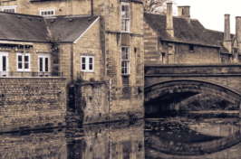 Stamford city area with canal and bridge